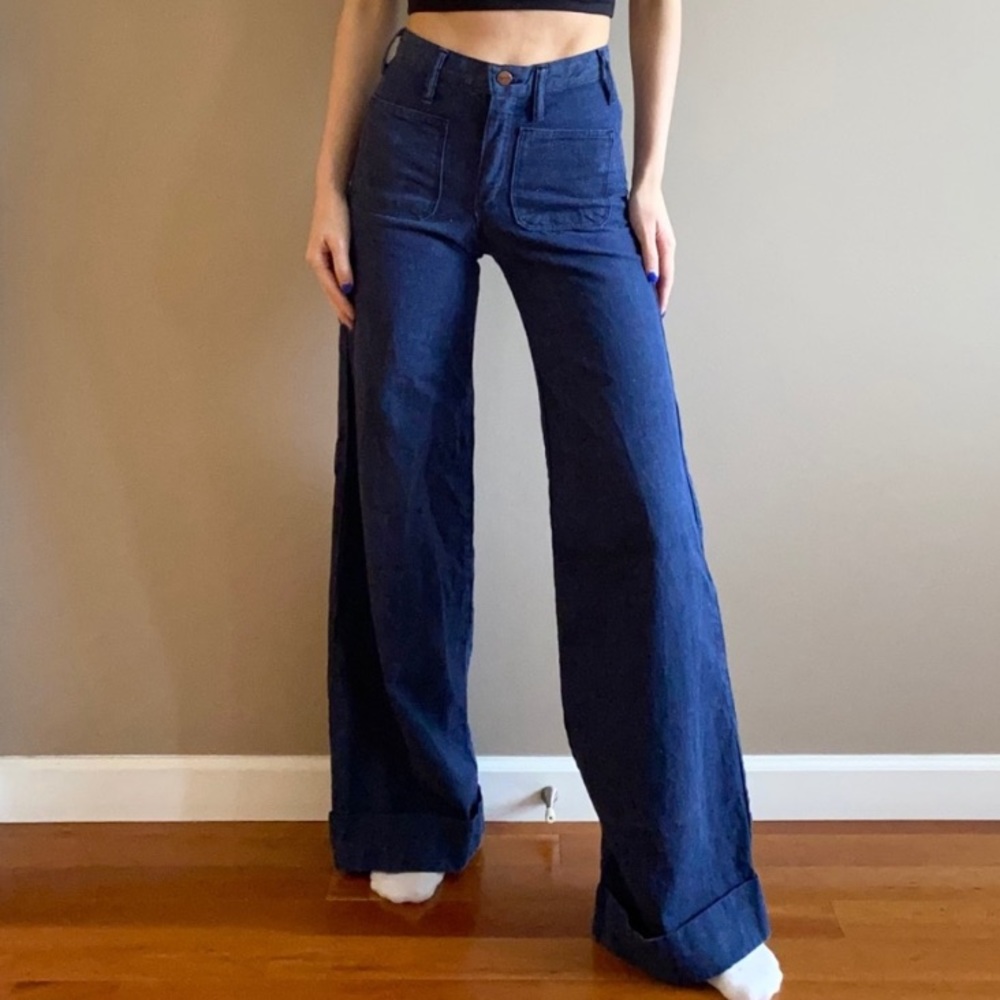 Vintage RARE 70’s Wrangler High Rise Wide Leg Patch Pockets Deadstock Jeans